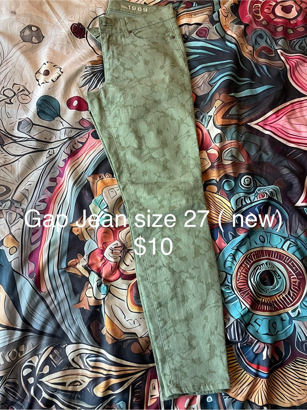 GAP Olive Green Patterned Skinny Jeans